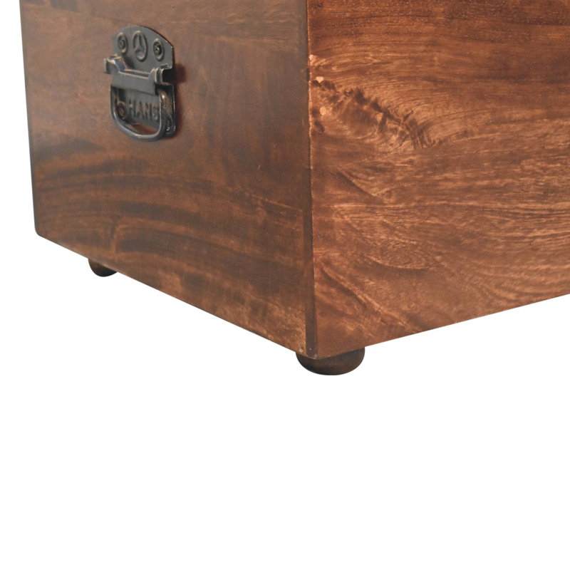 California Walnut and White Linen Storage Trunk