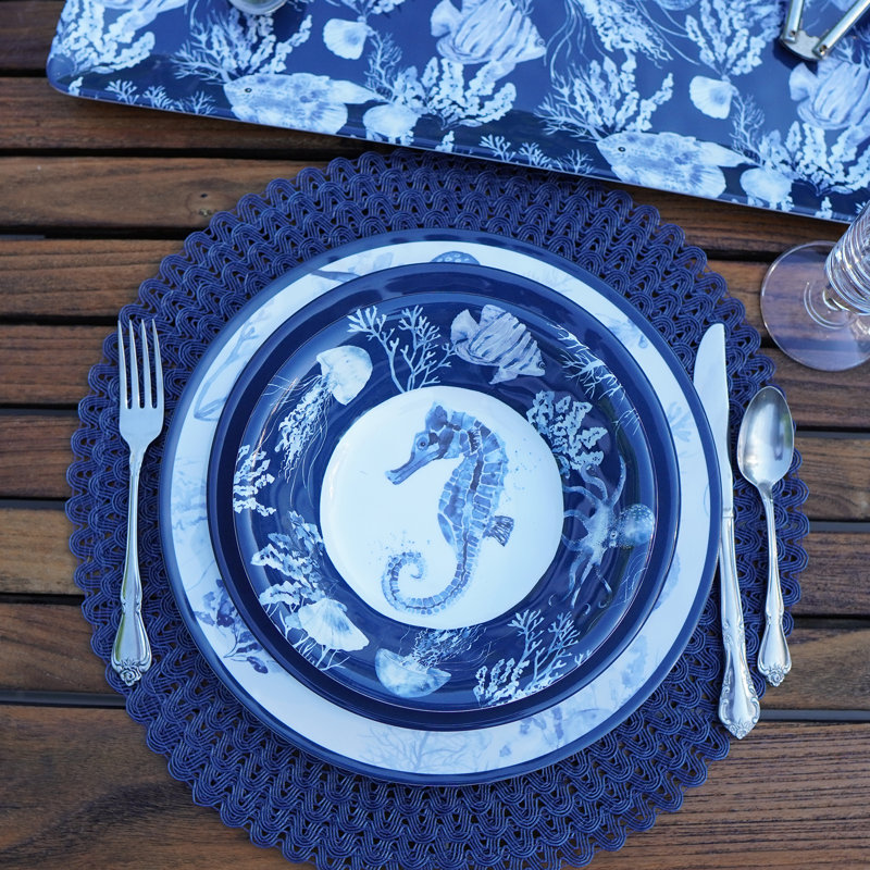 Dinnerware Set Sea Life 12 Piece Melamine - Thumbnail 2