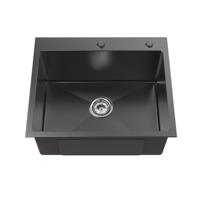 Évier de cuisine à cuve simple en acier inoxydable 23 po L