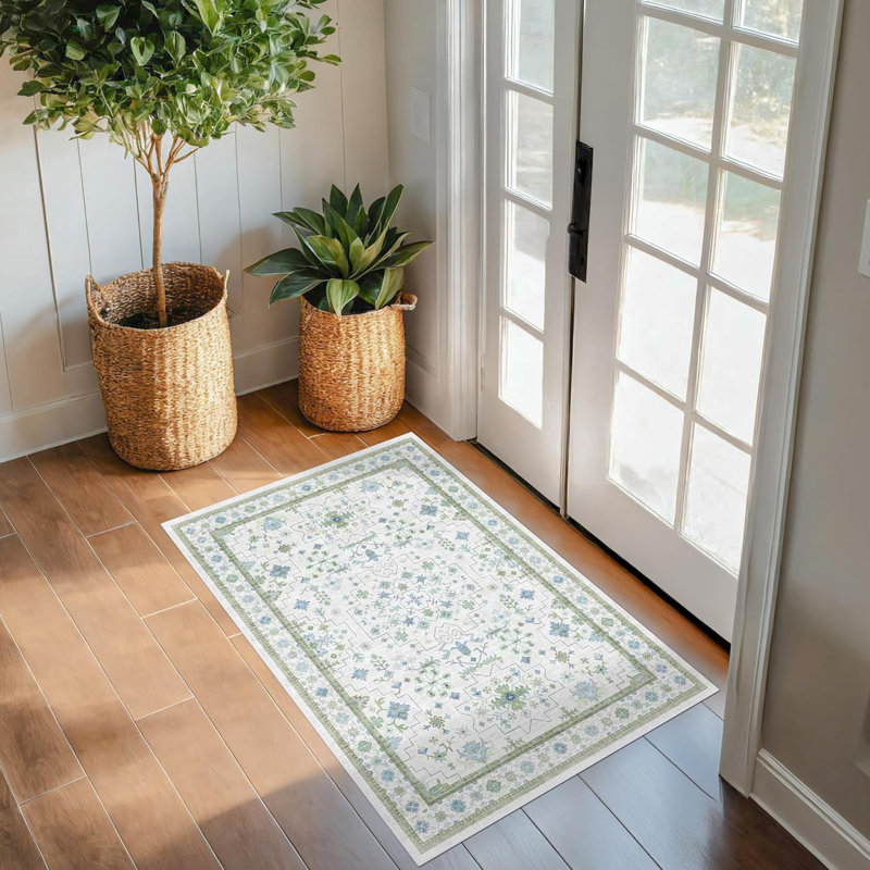 Tapis de cuisine lavables antidérapants, Rectangulaire 2 pi x 3 pi, Vert crème