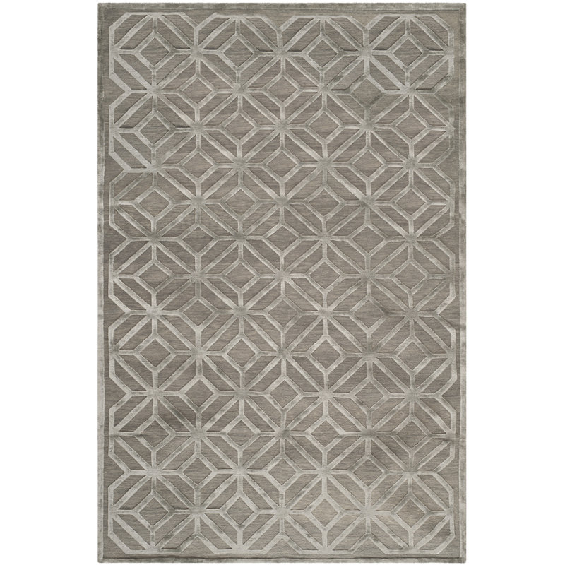 Tapis géométrique en laine / coton noué à la main Candie, Rectangle 9 pi x 12 pi