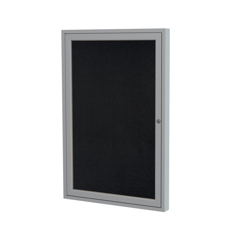 Ghent Recycled Rubber Enclosed Bulletin Board, 3' x 2', Black