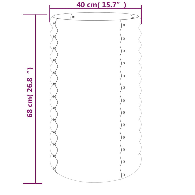 Garden Raised Bed Powder-coated Steel, Green, 26.77" H x 15.75" W x 15.75" D