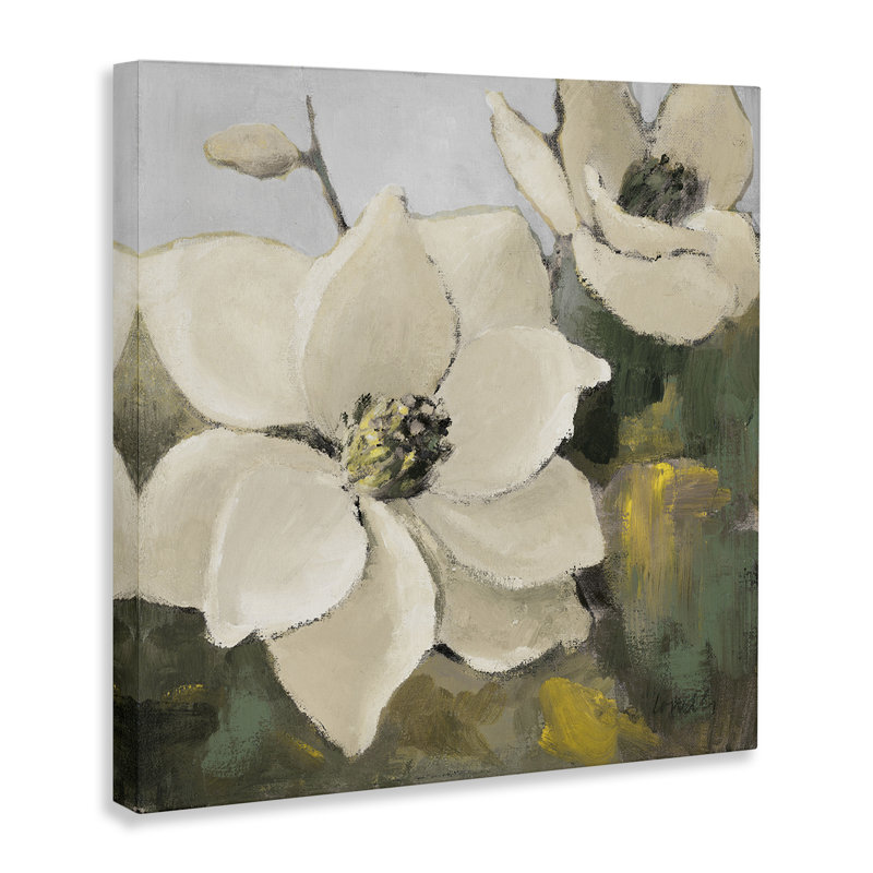 «Two Magnolia Blossoms», art mural sur toile par Lanie Loreth, H 17 po x l 17 po