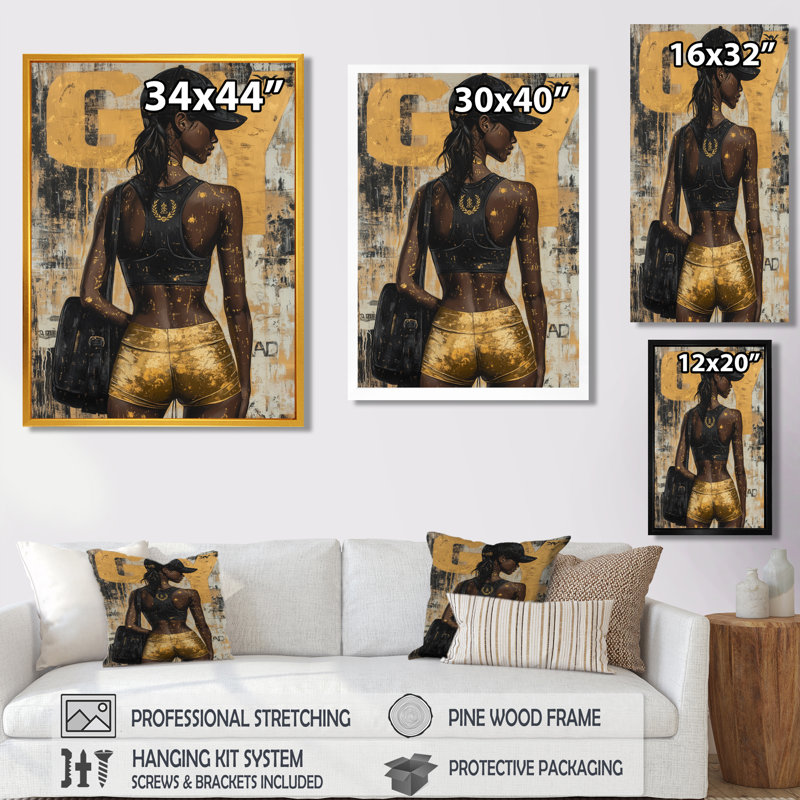 Gym Model Peak Performance I - Fashion Gym Girl, reproduction d'art murale, Cadre flottant blanc, H 20 po x l 12 po