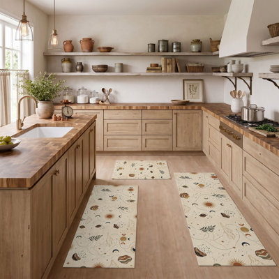 Botanical Prints Non-Slip Washable Kitchen Mats