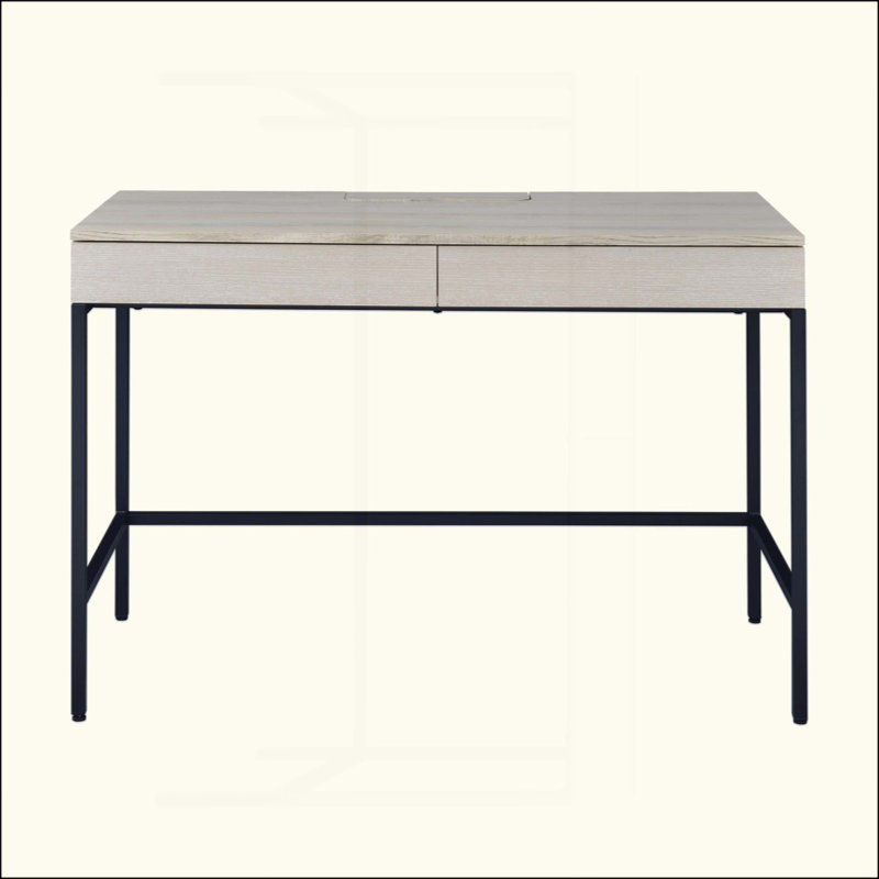 Bureau d'écriture avec station d'alimentation USB et rangement spacieux, parfait pour le bureau à domicile et les zones d'étude.