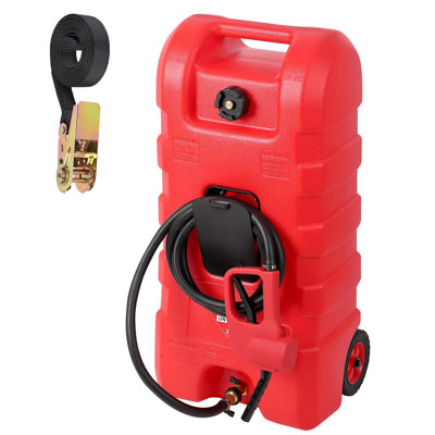 15 Gallon Portable Gasoline Tank Container With Le Fluid Delivery Siphon Pump And 10Ft Delivery Hose