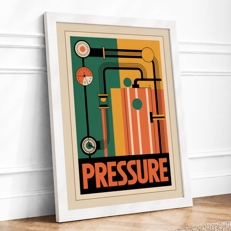 Industrial Pressure Art Deco - Framed Print, A2 - 59.4 x 42.0 cm, White