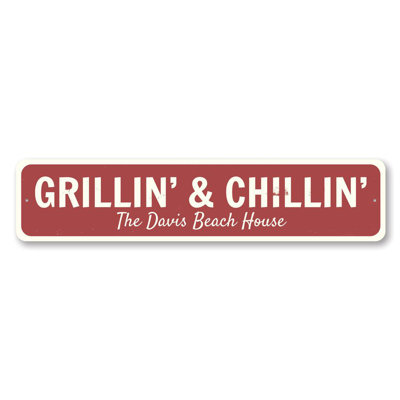 Enseigne en aluminium Grillin et Chillin