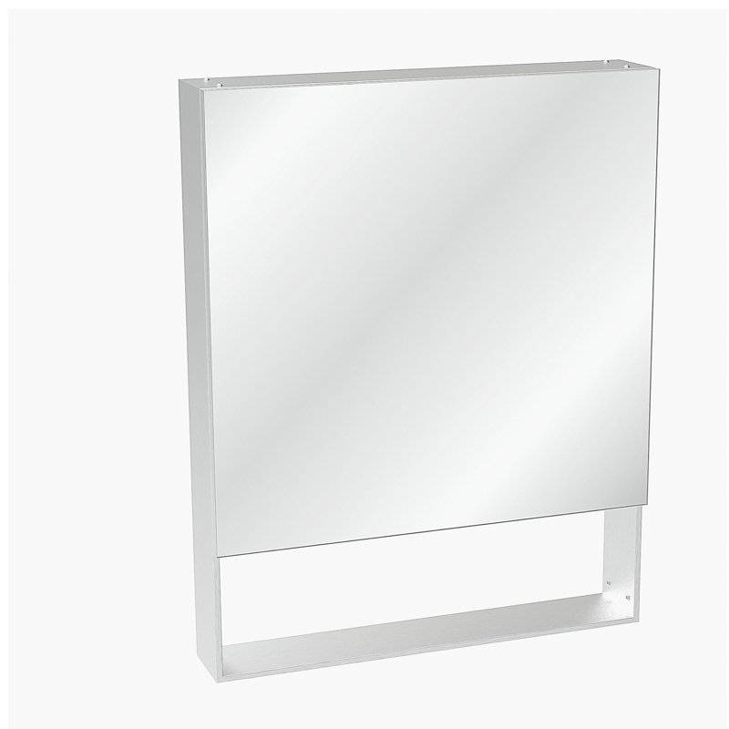 Armoire à pharmacie 24 po x 30 po avec miroir pour salle de bain, miroir de salle de bain mural avec rangement, tablettes réglables, cadre en aluminium, fixation en surface argent