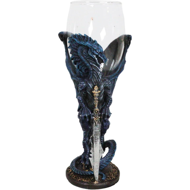 Fantaisie Pays-Bas dragon bleu tempête lame verre à vin calice calice