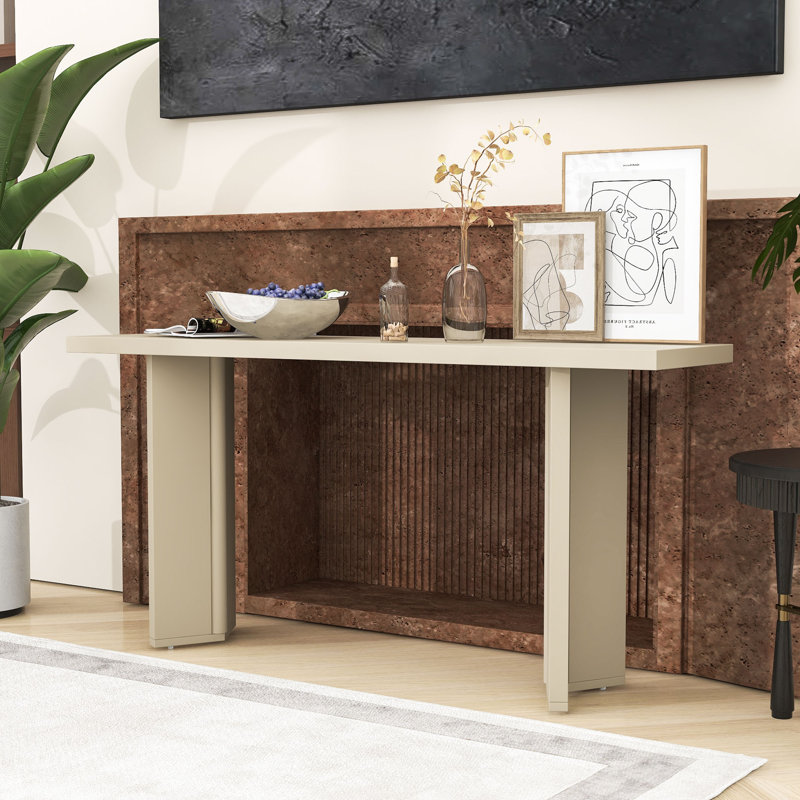Console moderne avec pieds géométriques, Beige