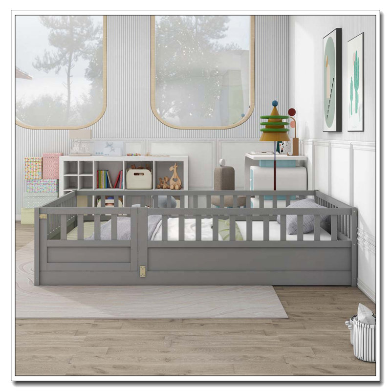 Lit en bois, Gris, Lit double
