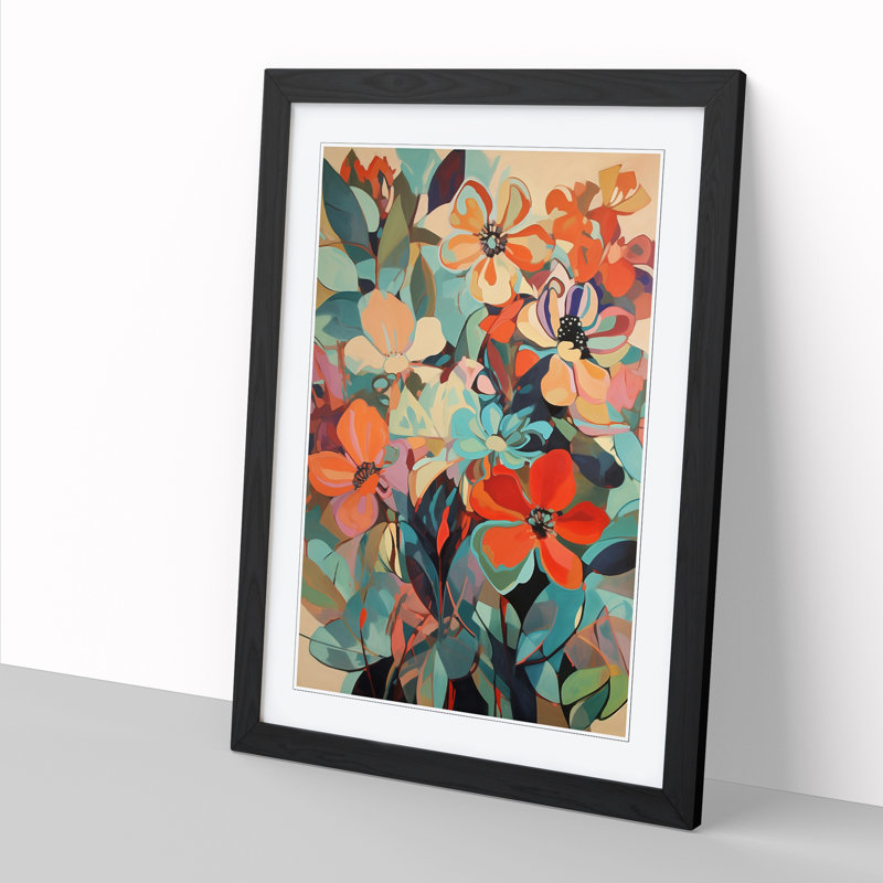 FRM-V0523-981X Flowers Retro Vol.12 - Single Picture Frame Print, Black Framed, 34cm H x 25cm W x 2cm D