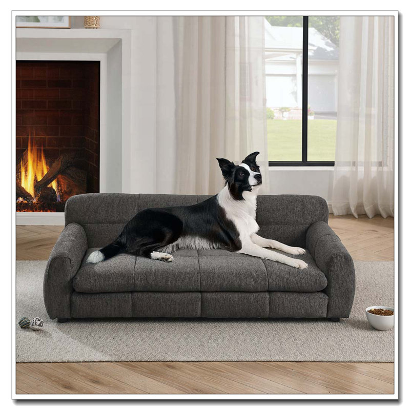 Lit rectangulaire pour chien, canapé-lit pour chien, Gris foncé
