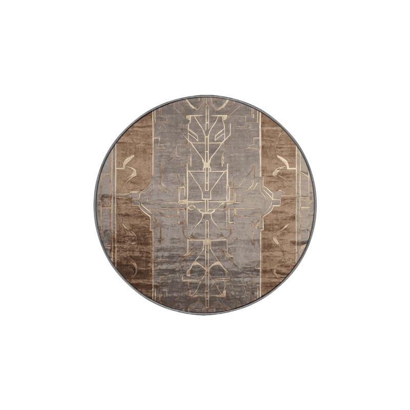 Machine Washable Gray Area Rug, Round 4'