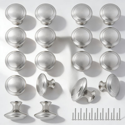 Ensemble de 18 poignées et poignées d'armoire noir mat, quincaillerie de tiroir ronde de 30 mm pour commode, cuisine et meubles, comprend les vis de fixation