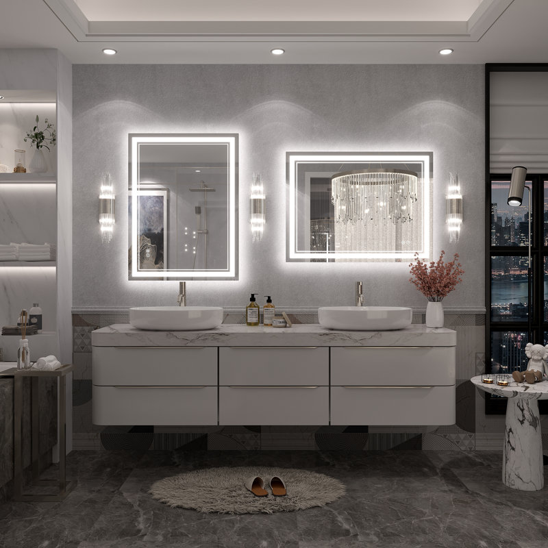 Molly Front & Back LED Anti-Fog Tempered Glass Wall Bathroom Vanity Mirror - UL Certified, 32" x 24"