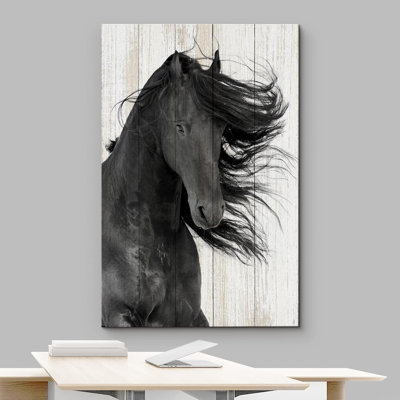 Courir, chevaux, rétro, effet de bois, panneau, cheveu, cheval, animaux, art numérique, décor de ferme, faune rustique
