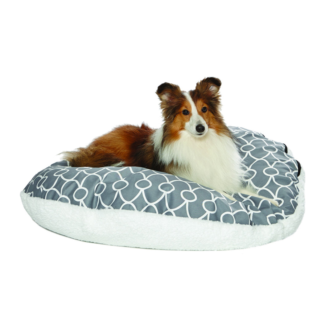 Quiet Time MidWest Homes for Pets Over-Stuffed Dog Bed feat Polytetrafluoroethylene with Gray/Fleece Pattern Midwest Homes For Pets 