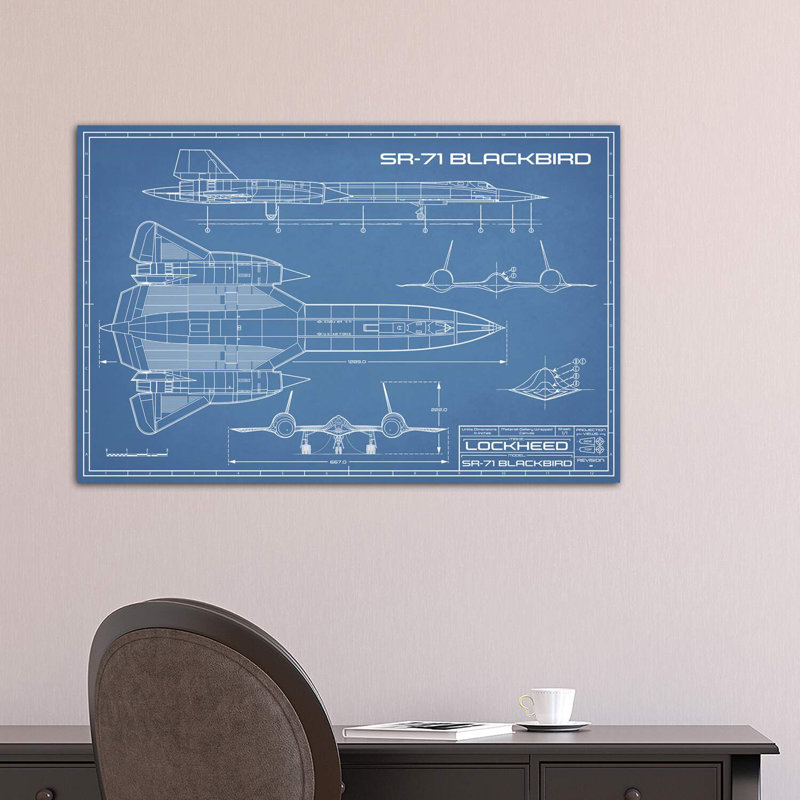 SR-71 Blackbird Spy Plane Blueprint by Action Blueprints - Wrapped Canvas Print, 101.6 cm H x 66.04 cm W x 1.91 cm D