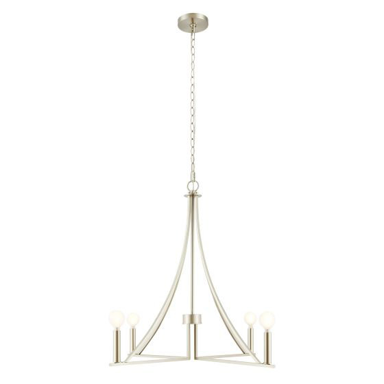 Lustre 4 lumières Meridian en nickel brossé, E12/candélabre, Nickel brossé, Non
