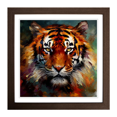 Tiger Abstract Art No.2 - Single Picture Frame Print on Wood