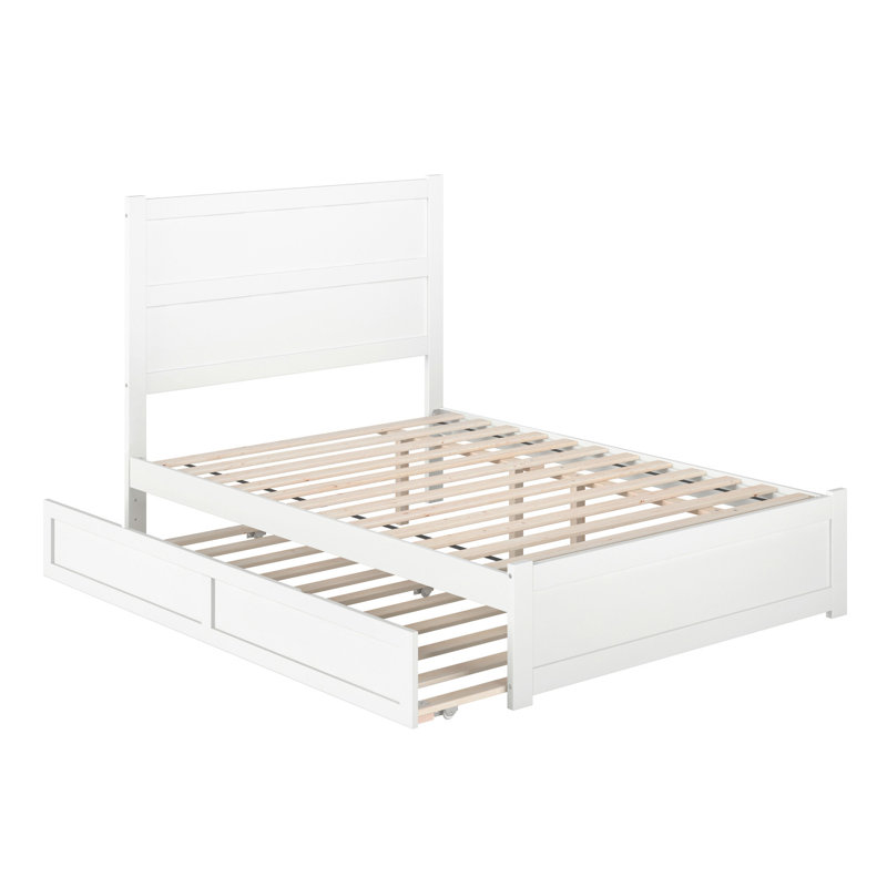 Ivor Solid Wood Trundle Bed, White, Full