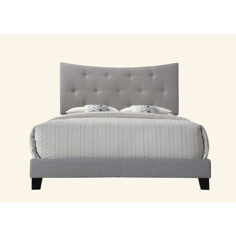 Grand lit en tissu gris Venacha