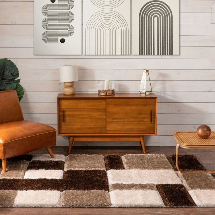 Cobina Geometric Shag Brown/Gray Area Rug
