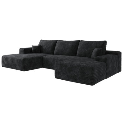 Modern Minimalist Upholstered Boneless Cloud Sectional Sofa Couches for Living Room, Deep Seat Corner Couch, No Assembly Required