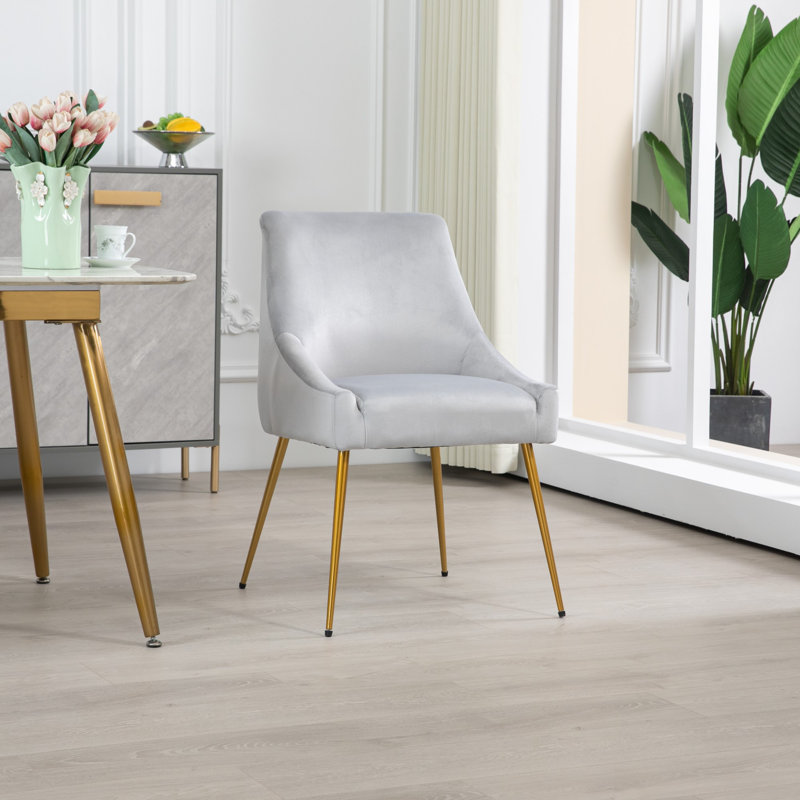 Anggie 47cm H Velvet Upholstered Side Chair, Silver