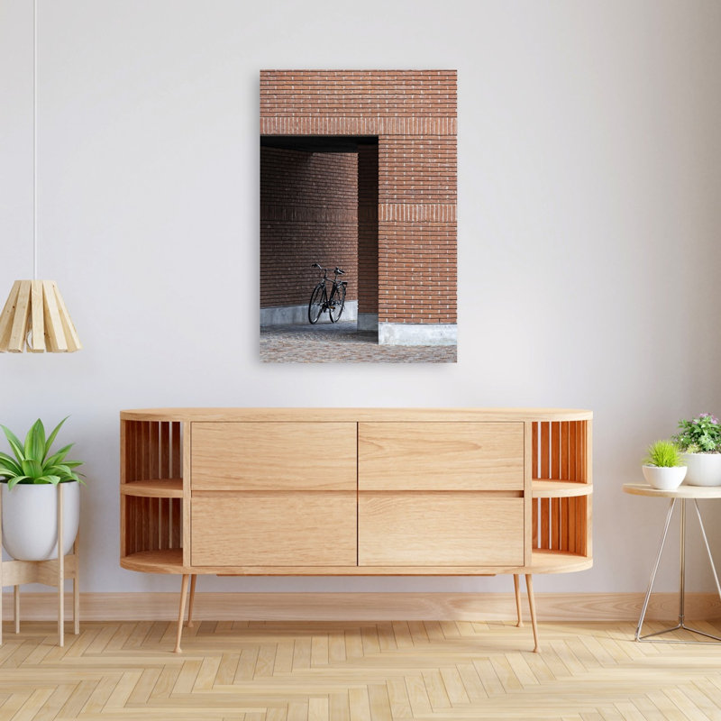 «Vélo en brique», impression d'art géométrique minimaliste moderne, 48" H x 32" W