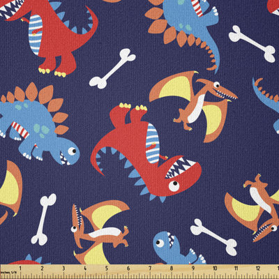 Christoper Dinosaurs Funny Expressions and Bones Multi-Purpose Fabric