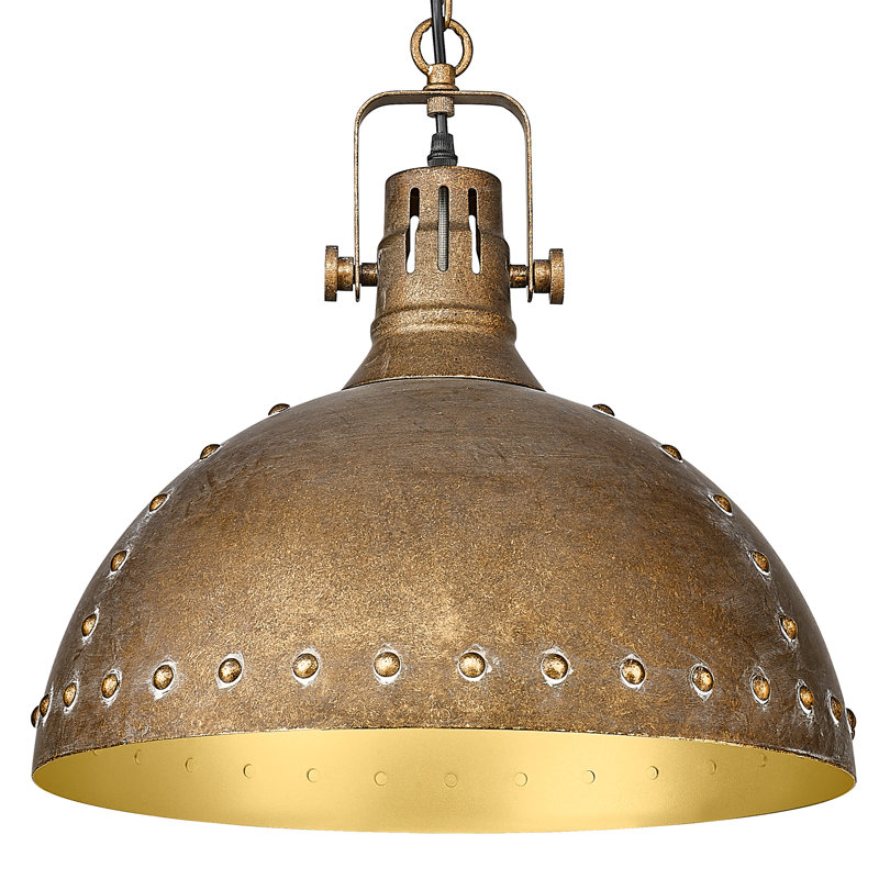 1-Light Vintage Pendant Dome Shape In Rust Copper Finish, 59" H x 11.8" W x 11.8" D, No, 60 W