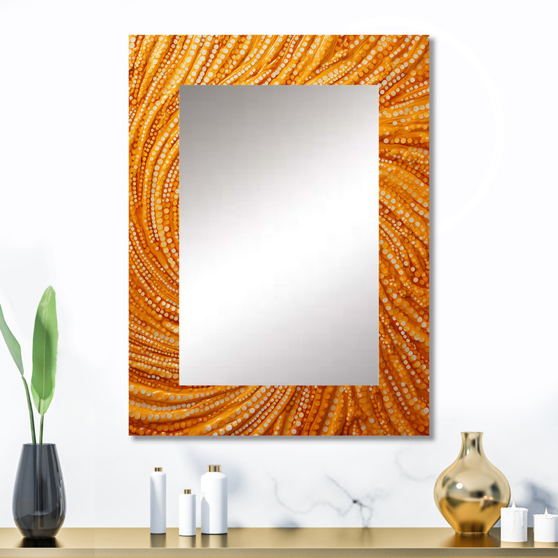 Abstrait orange tourbillonnant collages II - miroir de collages abstraits, 32 po x 24 po