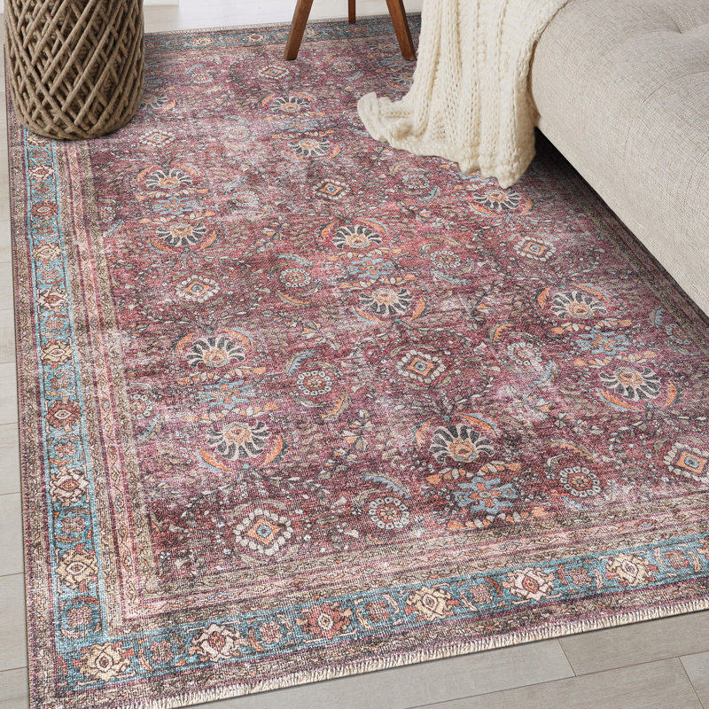 Tapis délavé délavé à la machine, Rectangle 3 pi 4 po x 5 pi