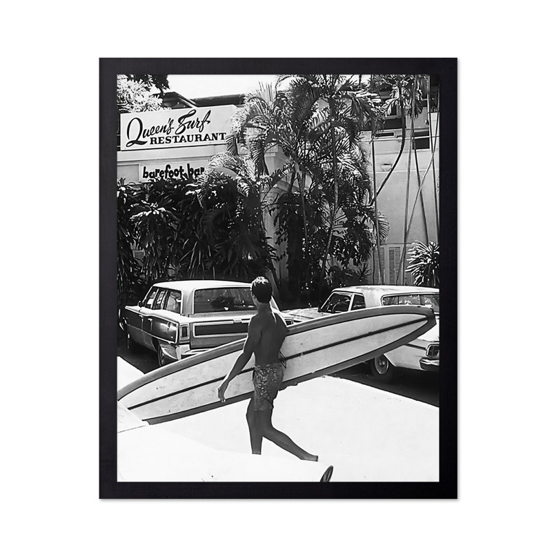 Surfeur qui marche, Black Framed, Poster, 18"H x 24"W