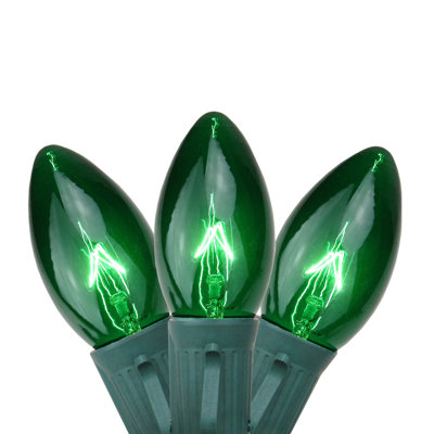 25-Count C9 Christmas Light Set 25ft Green Wire