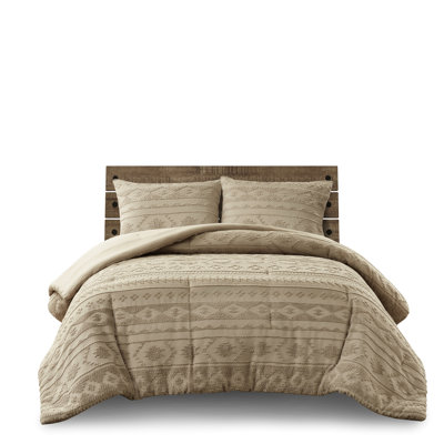 3 Pcs Full/Queen Tan Comforter With Button - Closure Shams, Design, Extra Comfort And Proof , Southwestern , Filling, Shams