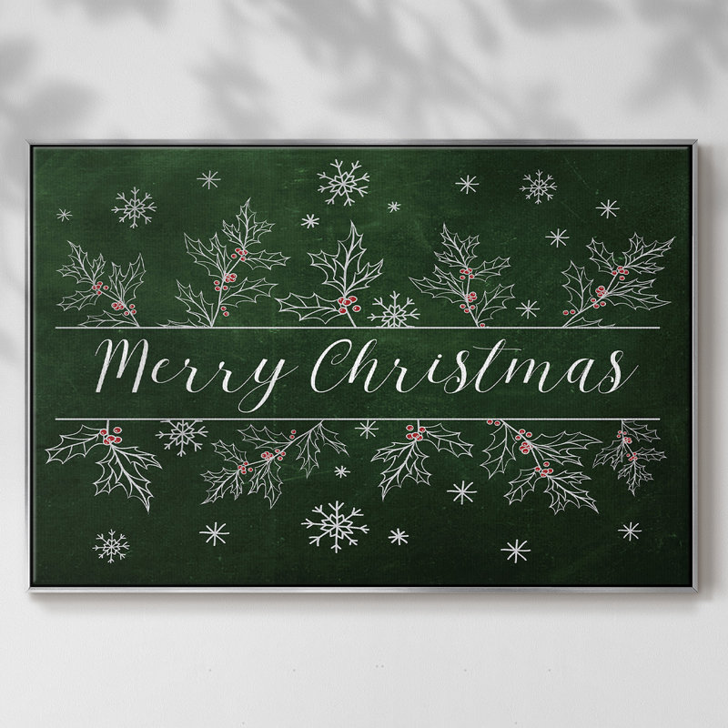 Merry Christmas Holly, reproduction d'art sur toile, Argent, H 17 po x l 25 po x P 2 po