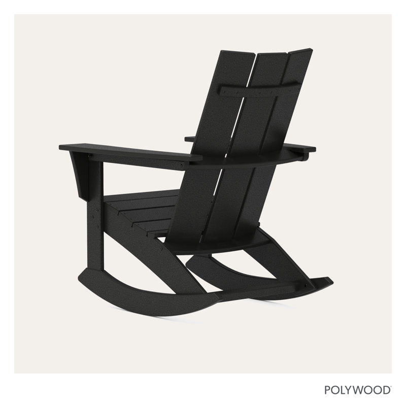 POLYWOOD Modern Adirondack Rocker, Black