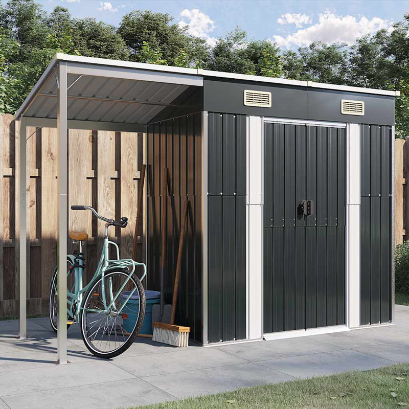 vidaXL Garden Shed Anthracite Galvanized steel, plastic Large, Anthracite