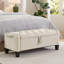 Banc de rangement spacieux avec repose-pieds avec charnière de sécurité, capacité de poids de 350 lb, sièges de hall d'entrée rembourrés pour la chambre à coucher et le salon - beige-134649841