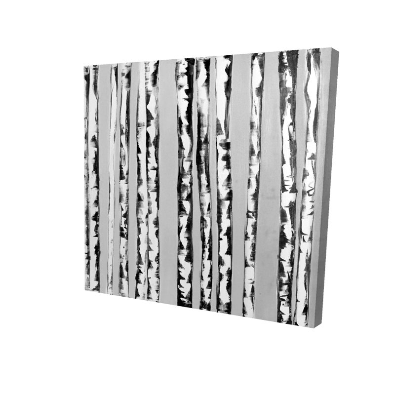 Bouleaux, toile noire et blanche | Arbres, paysages, décor