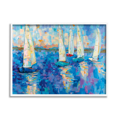 "Voilier expressif", art nautique abstrait sur bois par Jeanette Vertentes