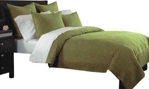 Spurling Hill Cotton Reversible Pillow Cover, Green Stripe, Standard