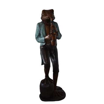 Cvijeta Frog Playing Saxophone Gracefully Bronze Statue Size: 22" x 20" x 65"H