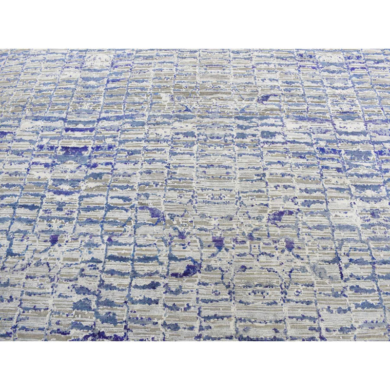 Tapis en soie noué à la main 9 pi x 12 pi 2 po AF45B686D8CC447C8F42279E773C6FB6